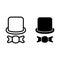 Top hat and tie bow line and glyph icon. Cylinder and bow vector illustration isolated on white. Gentleman outline style