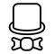Top hat and tie bow line icon. Cylinder and bow vector illustration isolated on white. Gentleman outline style design