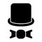 Top hat and tie bow solid icon. Cylinder and bow vector illustration isolated on white. Gentleman glyph style design