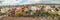 The top of highest church tower. Wide angle panorama of the historic town of San Cristobal de La Laguna in Tenerife showing