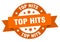 top hits round ribbon isolated label. top hits sign.