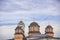 Top of holy orthodox church architecture with blu cloudy sky