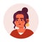 Top knot bun latina pretty smiling 2D vector avatar illustration