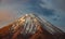 Top of Licancabur volcano peak with snow