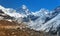 Top of Mount Everest from Gokyo valley