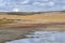 The top of mount Kailas from the side of Manasarovar lake. Tibet, China