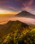 From the top of Mount Telomoyo, you can see the beauty of the fog that covers Mount Merbabu