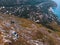 Top of the mountain, aerial view of coastline of the village of Nerano, south Italy shore. Paradise bay. Solar panels autonomous