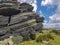 Top of the mountain of La Rhune in the Atlantic Pyrenees. Border between Spain and France. Day with clouds and clearings you can