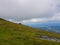 Top of the mountain of La Rhune in the Atlantic Pyrenees. Border between Spain and France. Day with clouds and clearings you can