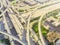 Top ninety degree view stack interchange expressway in Houston,