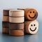 Top notch service Circular wooden blocks, best customer service concept, satisfaction