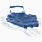 Top Oblique View Monochrome Pontoon Boat Vector Illustration