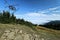 Top of the old cable ski lift over the fogg covered valley