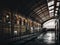 Top of old Seville railway Station. Interior architecture of Plaza de Armas old train station. Spain