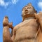 Top part of Avukana statue is standing statue of Buddha. Sri Lan