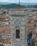 Top part of Giottoâ€™s bell tower Santa Maria del Fiore in Florence as viewed from the dome