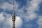The top part of a television tower in Moscow, in Ostankino district, the tower called