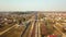 Top perspective view on railway lines. Aerial view of railway station