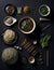 Top photo, beautifully laid out Vietnamese noodles, props, healthy ÑŽfood.