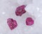 Top quality A grade small rough RUBY crystals from Tanzania on crystalline druzy center of quartz geode. RED CORUNDUM.