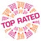 Top Rated Pink Orange Shopping Cart Circular Badge Style
