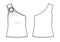 Top with ring on shoulder fashion flat sketch. Tight fit womans top