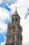 Top of the saint dominus belltower, old unesco heritage cathedral in the palace in split, croatia. Beautiful blue sky in the