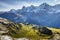 Top of the Schilthorn and view of Bernese Swiss alps, Switzerland