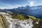 Top of the Schilthorn and view of Bernese Swiss alps, Switzerland