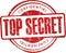 Top secret, confidential. Grunge style red rubber stamp.