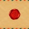 Top secret red wax seal on old envelope