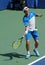 Top seeded junior player Axel Geller of Argentina in action during US Open 2017 junior boys` singles semifinal match