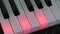 Top shot of black and white piano keys keyboard