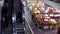 Top shot of customer buying foods and taking escalator