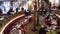 Top shot of people enjoy food inside Chinese restaurant