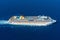 Top side view of a beautiful cruise liner in the sea