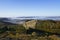 From the top of Stanage Edge mist lingers in the Derbyshire valleys