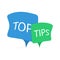 Top tips. Blue and green speech bubbles