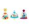 Top toy vector kids whirligig humming spinner colorful spinning playing game with peg-top character illustration set of