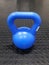 Top veiw blue pastic coated dumbbells