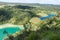 Top view of the 4 lakes of the Frasnois village, Jura