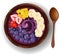 Top view Acai food bowl on white background