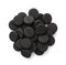 Top view of activated charcoal tablets