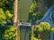 Top view aerial with drone of a Draw Bridge over the canal Dessel-Schoten in Rijkevorsel, Antwerp, Belgium. High quality