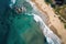 Top view aerial photo from drone of beautiful tropical coastline, AI Generated