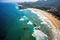 Top view aerial photo from drone of beautiful tropical coastline, AI Generated