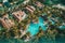 Top view aerial photo from drone of beautiful tropical coastline, resort, AI Generated