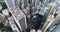 Top view aerial photo from flying drone of a developed Hong Kong city with modern skyscrapers with contemporary design