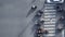 Top view aerial photo of motorcycle driving pass pedestrian crosswalk in traffic road with light and shadow silhouette